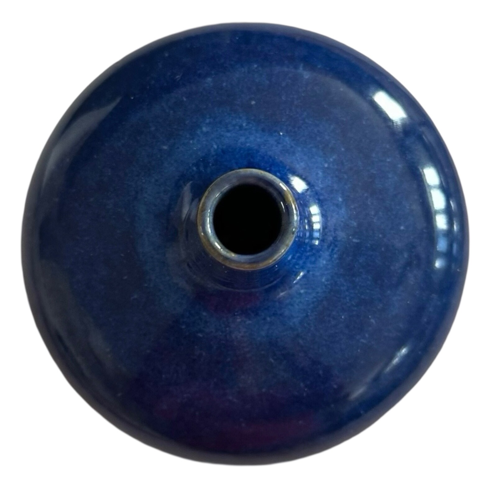 Ceramic Glazed Pottery Bud Vase 3 3/4” Sapphire Blue
