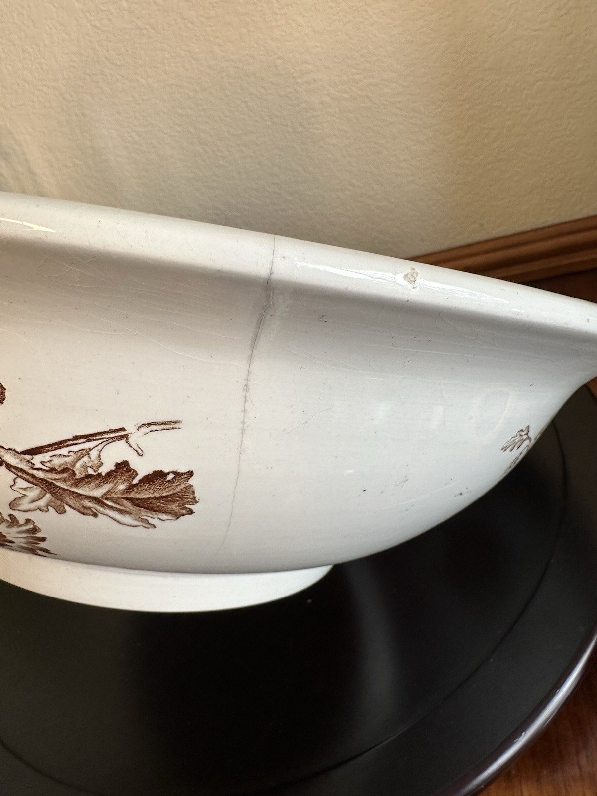 Antique Brown Transferware Wash Basin Bowl Only Emery Richmond Burslem England