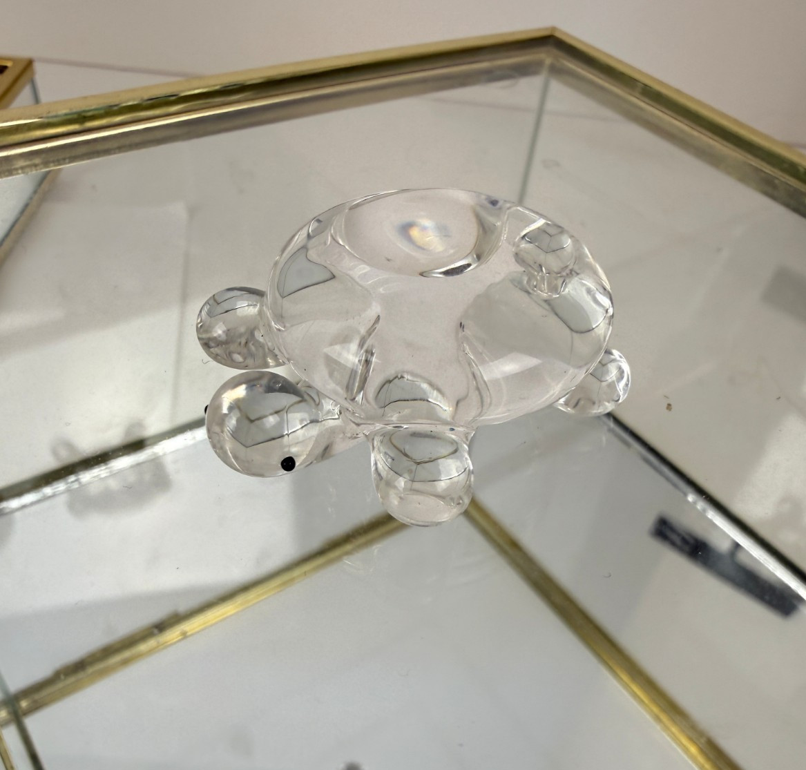 Clear Art Glass Sea Turtle Miniature Figurine Glass Animal Decor