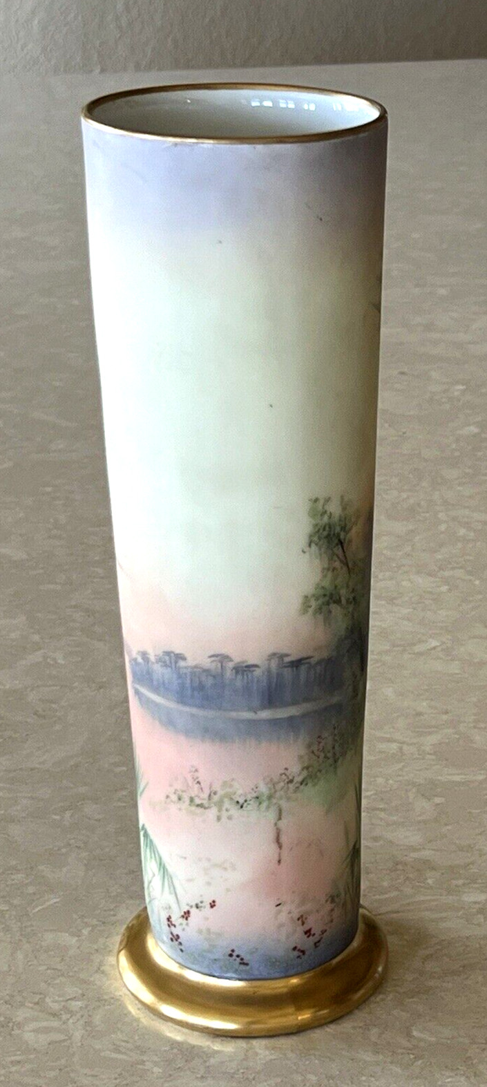 Antique Pickard Scenic Vellum Painted 12″ Vase Signed Edward Challinor 1910 #469