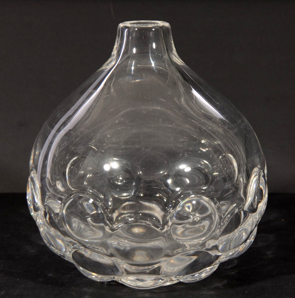 Swedish Mid Century Modern Orrefors Handblown Bubble Vase by Sven Palmquist