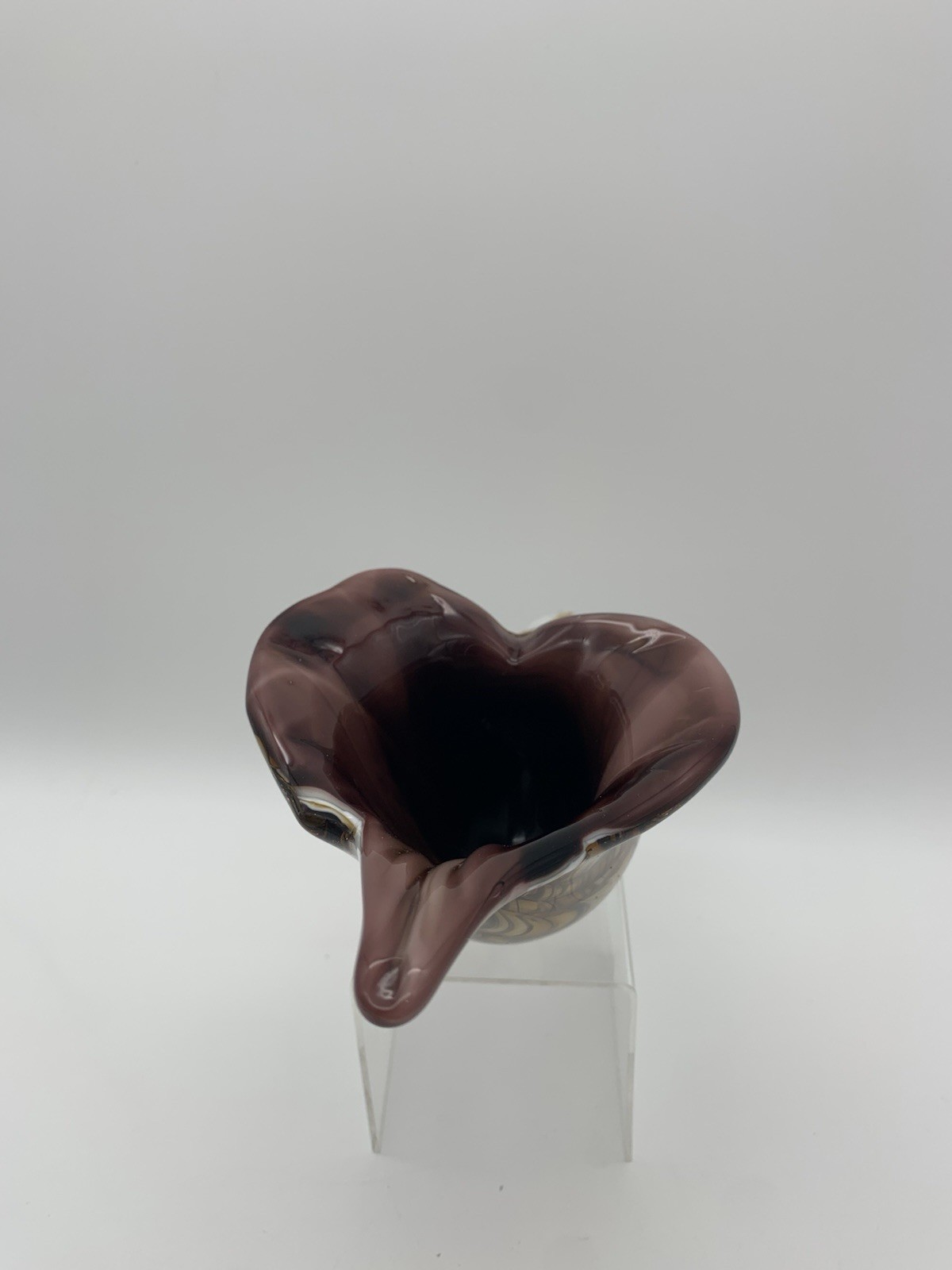 Blown Glass Conch Shell, Tiger Striped Sea Shell Blown Glass Sculpture