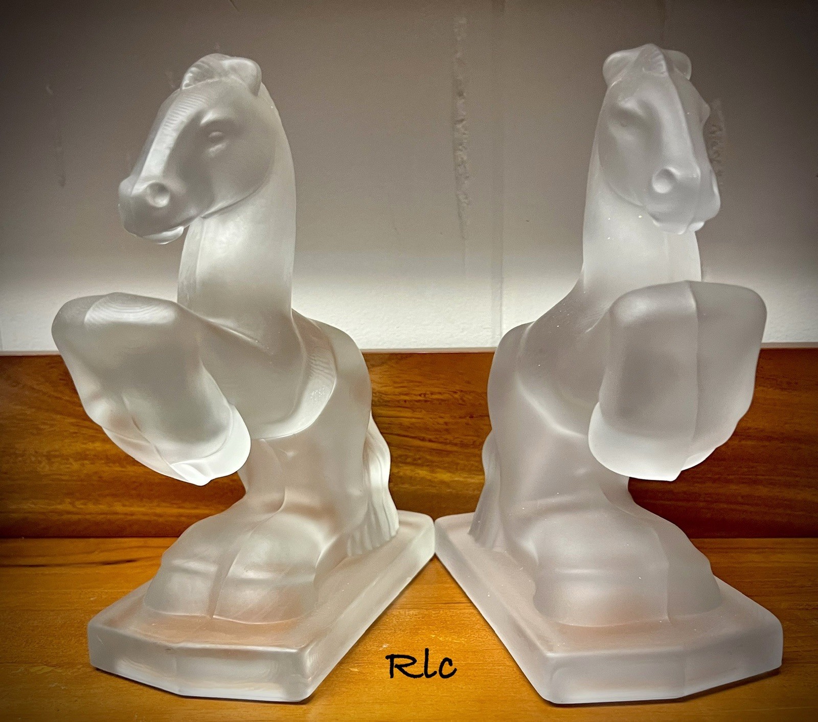 Fostoria 1980s Silver Mist #2564 Horse Book End Set