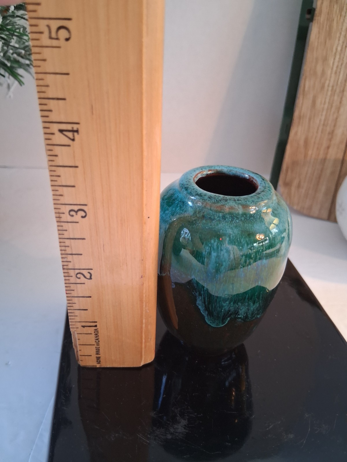 VTG 1970’s Blue Mountain Pottery Vases; 2 Pc Set, Blue/Green Drip Glaze;…