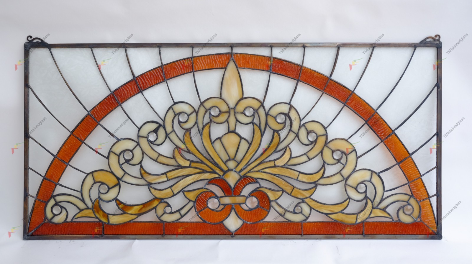 33.5″ x 15.75″ Handcrafted Tiffany Style Stained Glass Window Panel HF36