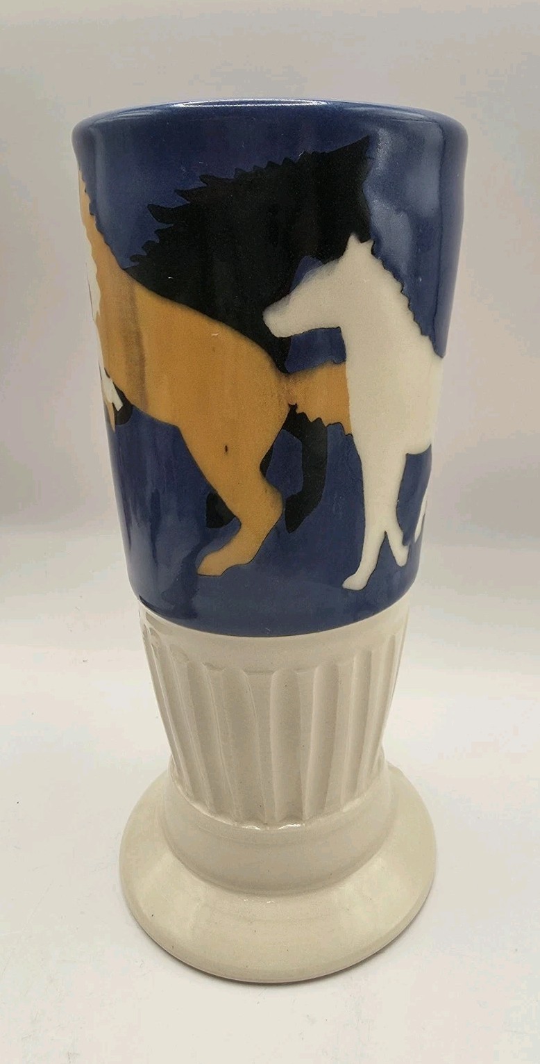 Vaughan L. Smith Signed 6.5″ Horse Silhouette Tumbler Or Vase Sandie Classic