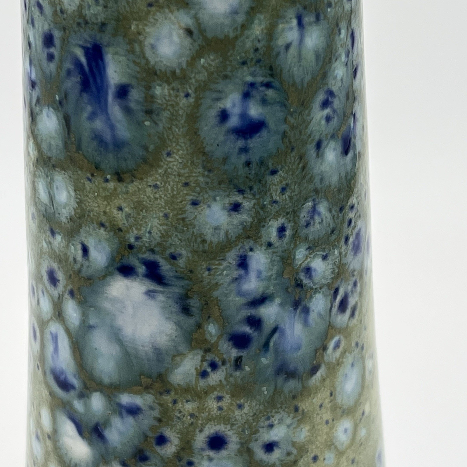 Vintage Large Hand Made Pottery Vase 11″ Blue Green Candle Holder Signed 2005