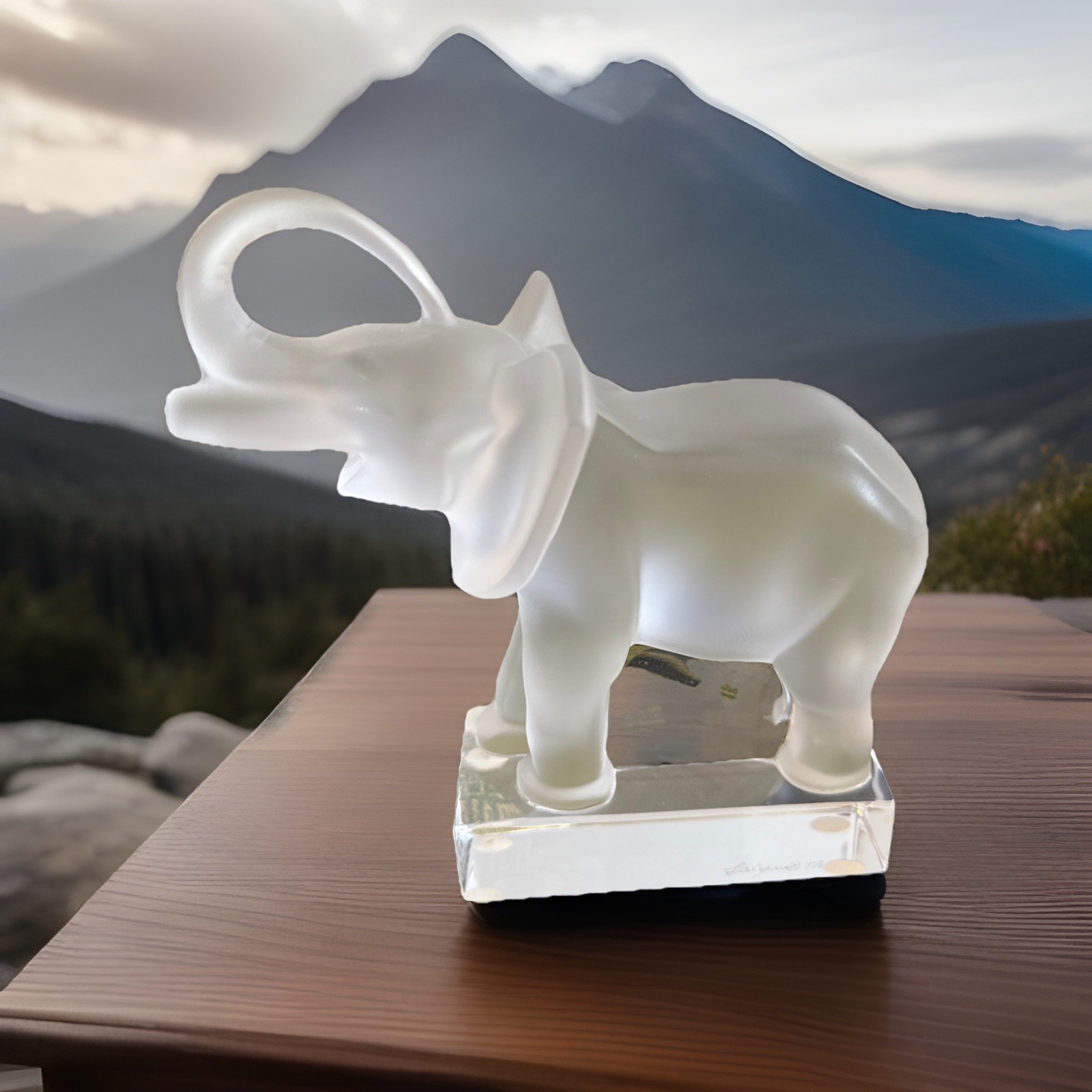 Lalique France Frosted Crystal Elephant Sculpture