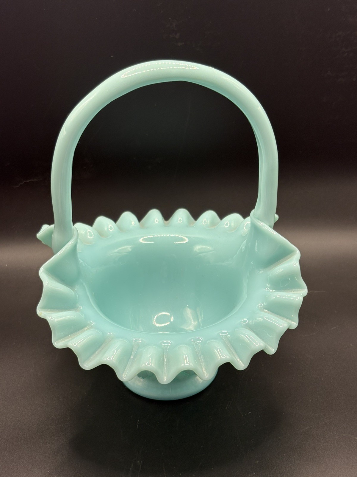 Fenton Pastel Turquoise Hobnail Basket