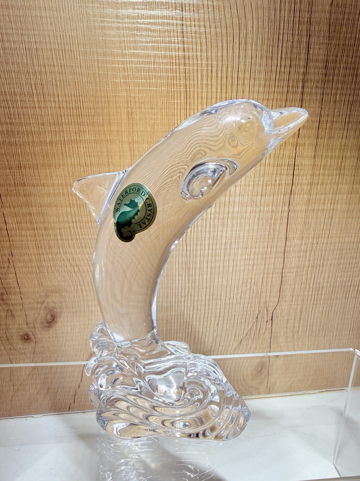 Waterford Crystal Jumping Dolphin Figurine – Signed Acid Etched – Elegant Marine