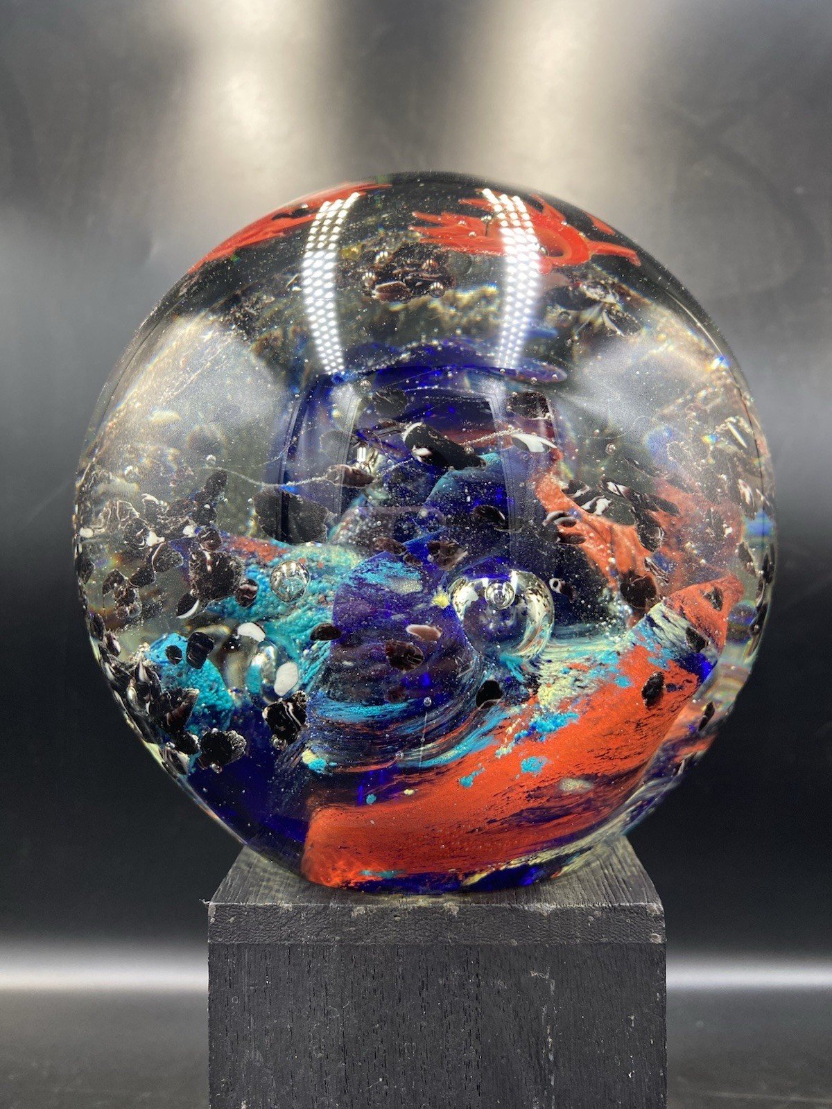 8lb Murano Under The Sea Coral With Crabs Paperweight W/original Sticker 5 1/2”