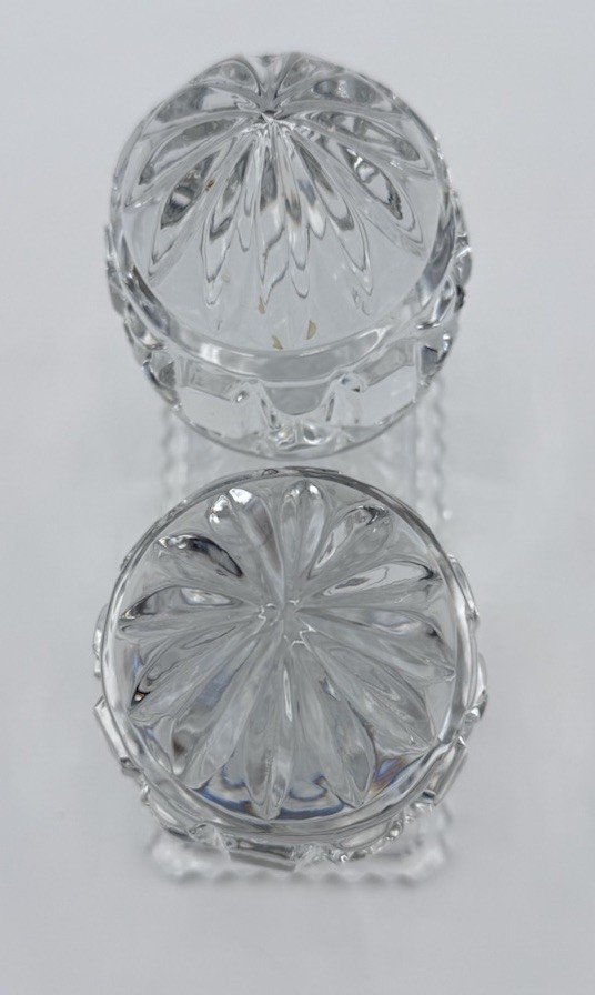 Pair VTG Pressed Art Glass Decor Pedestal Base Paperweight Book End Topper MCM