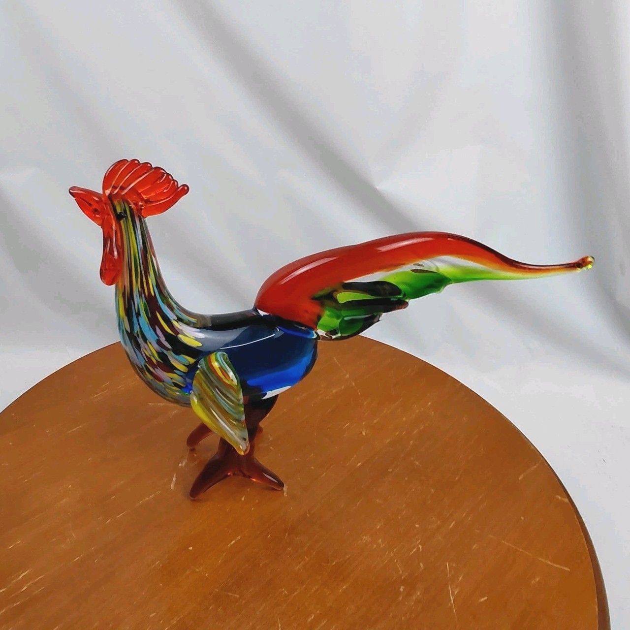 Vintage Murano Art Glass Rooster Hand Blown Multicolor Figurine 11.5″ Long