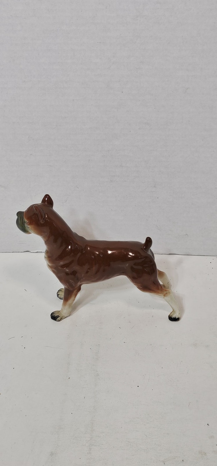 Vintage Boxer Dog Figurine Japan Ceramic Glazed Brown Puppy Kitsch MCM Decor