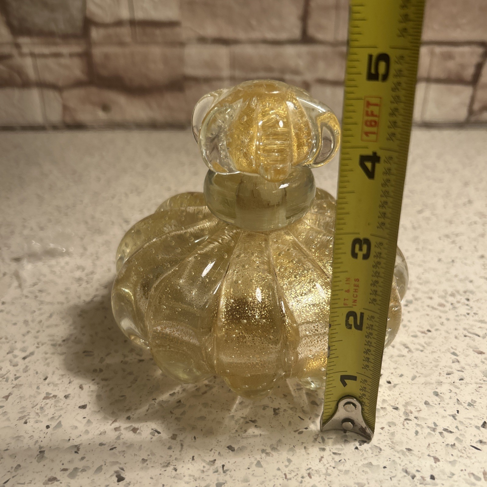Gold Perfume Bottle with Stopper – Venetian Glass – Made in Murano Italy