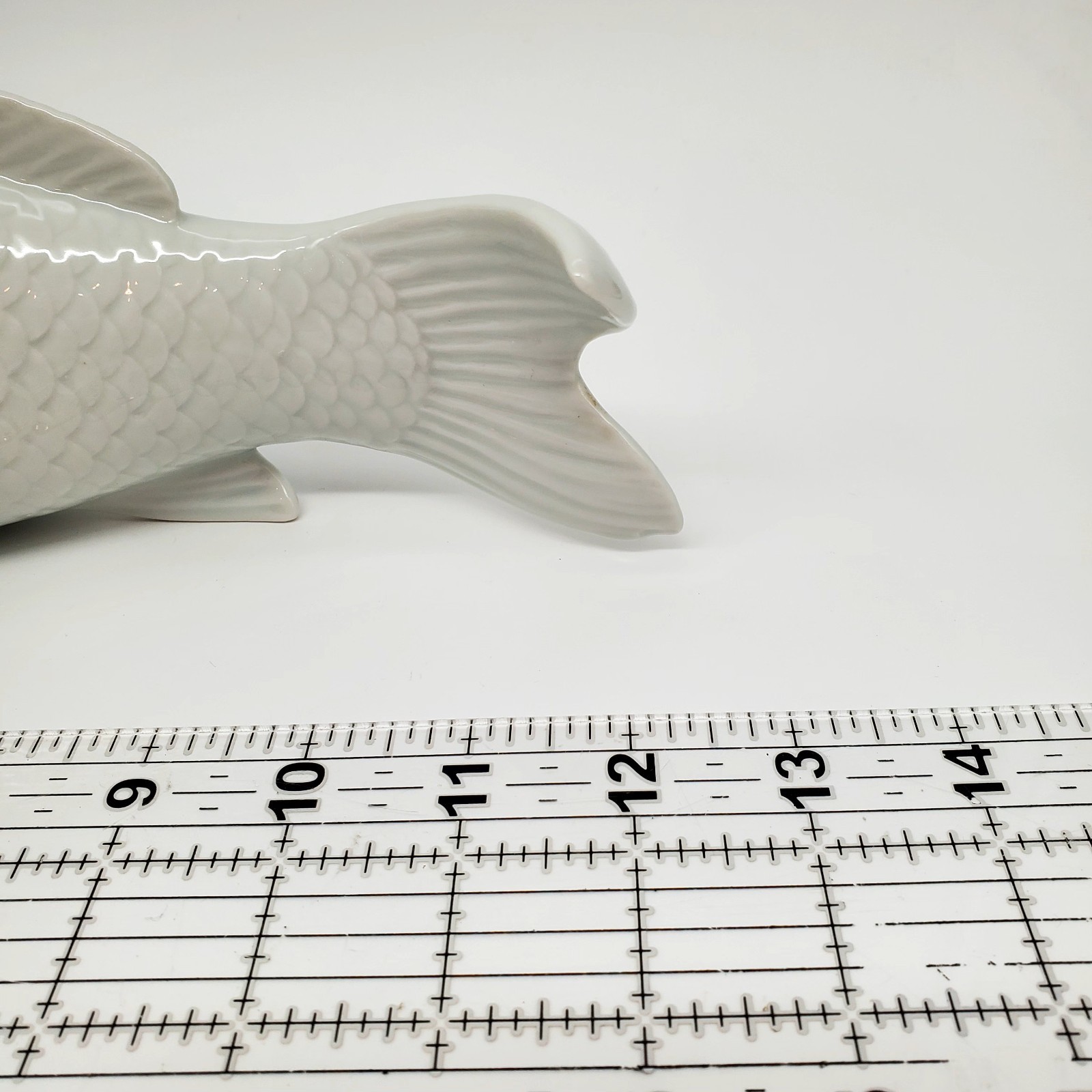 Andrea By Sadek Japanese White Lrg Koi Fish Porcelain Figurine Sculpture 12″