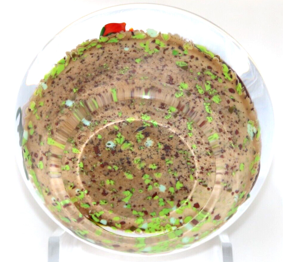 LARGE Beautiful GORDON SMITH Ribbon SNAKE Flowers Berries Art Glass PAPERWEIGHT