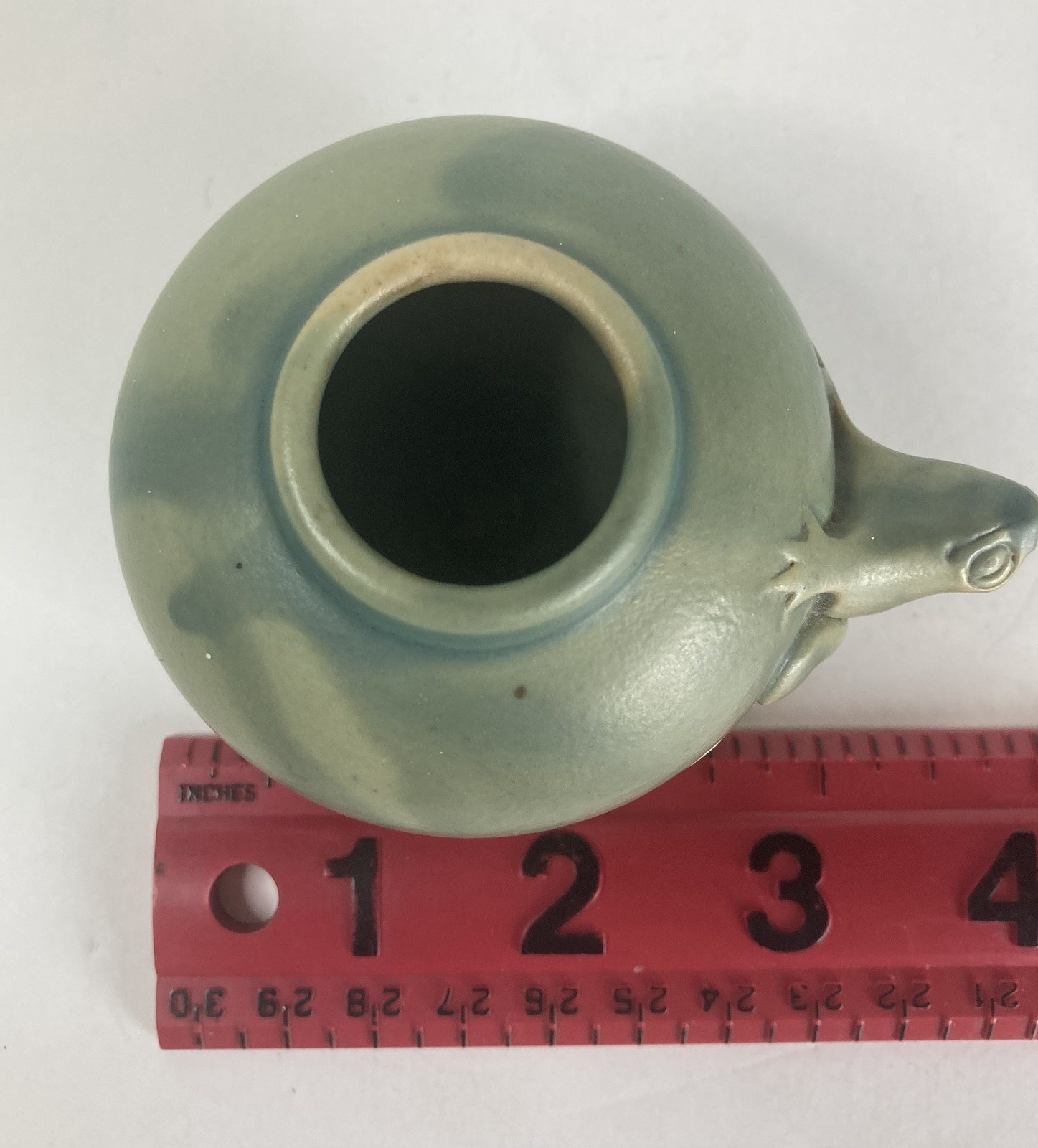 Small Balinese? Celadon Frog Vase Weed Pot 3 1/2″ Wide X 2 1/4″ High