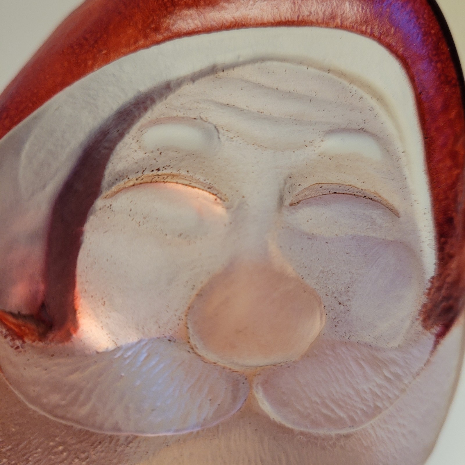 Matt Jonasson Crystal Santa Candle Holder Swedish Paperweight Heavy See Descript