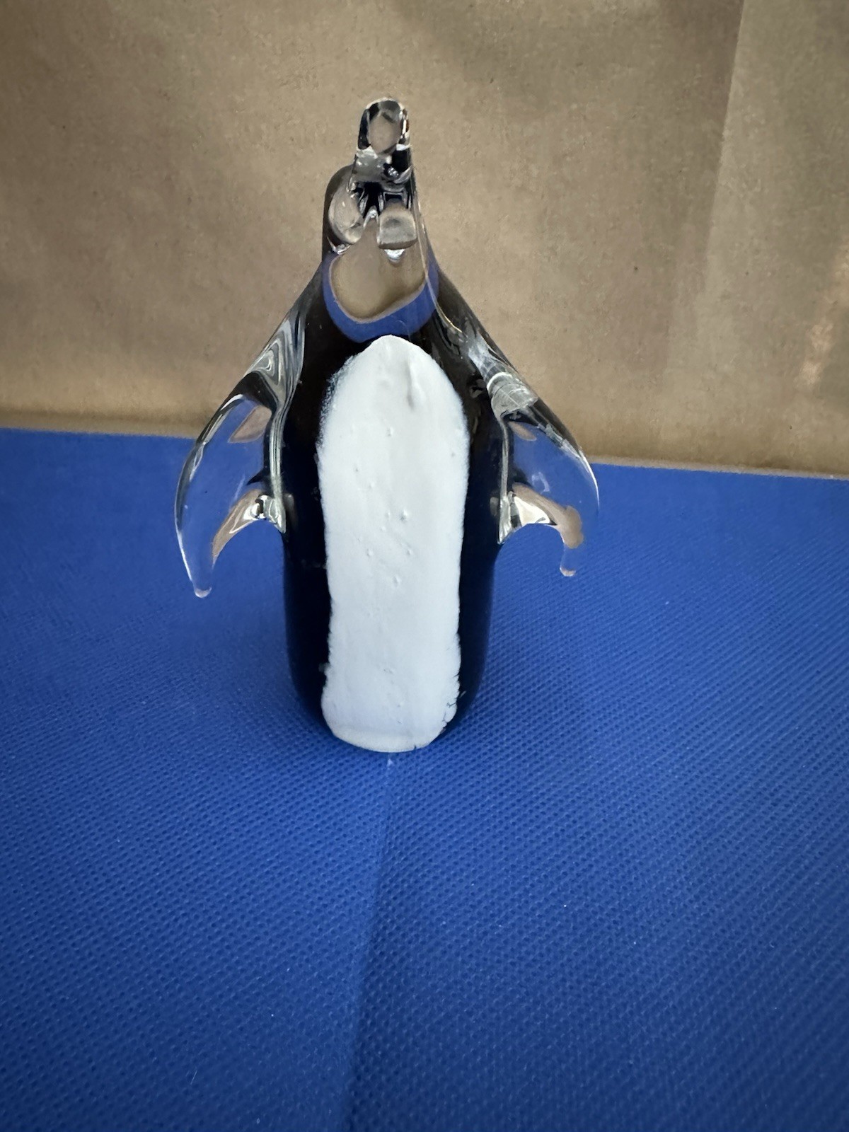 Art Glass Black And White Penquin Small, 4.5”X3”