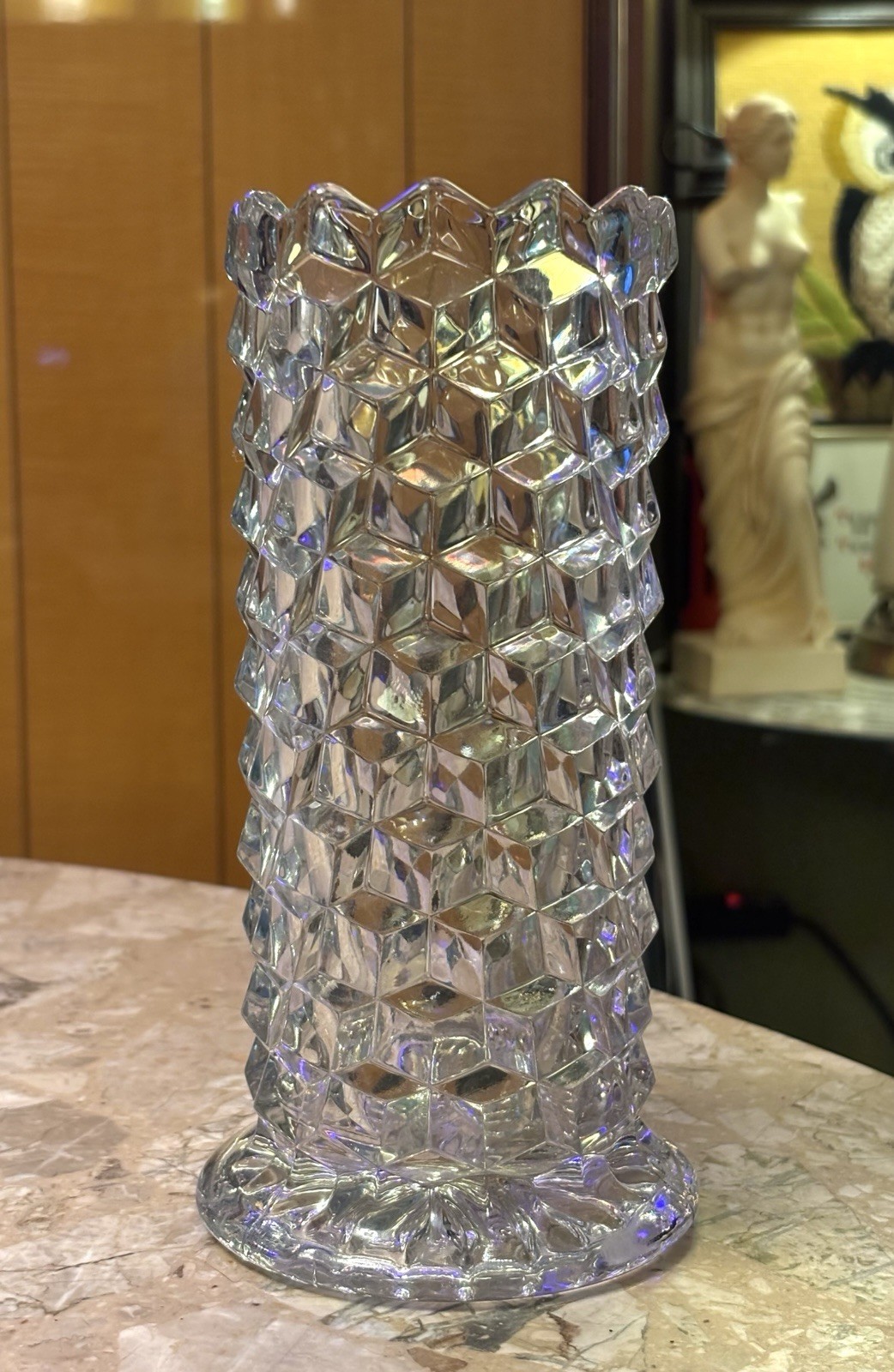 Fostoria American Straight Vase Straw Jar No Lid Cylinder Heavy Clear Glass