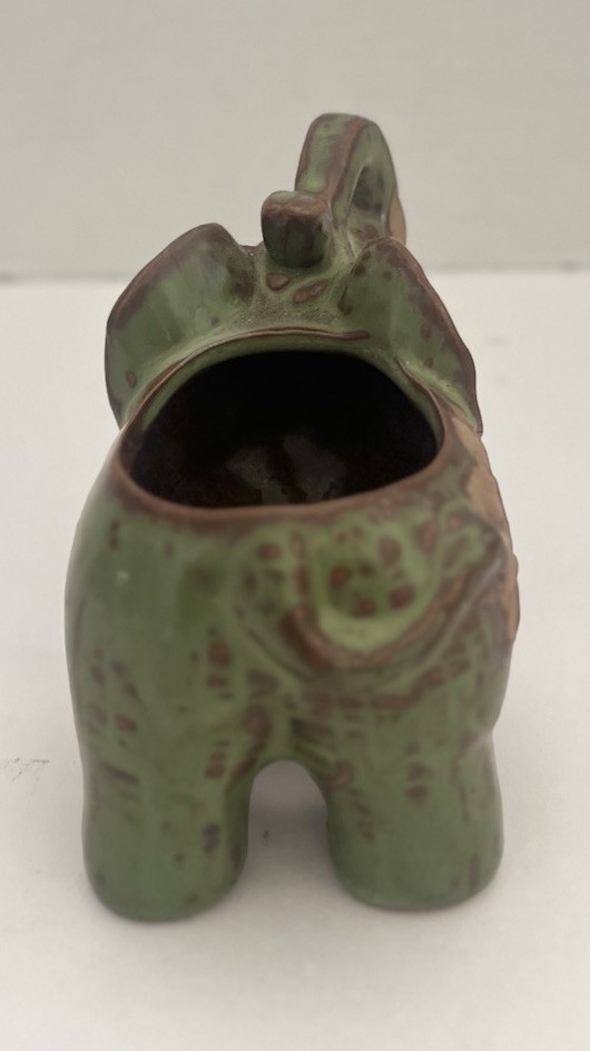 Small Studio Art Pottery Lucky Elephant Trunk Up Ceramic Planter 5” SALE!
