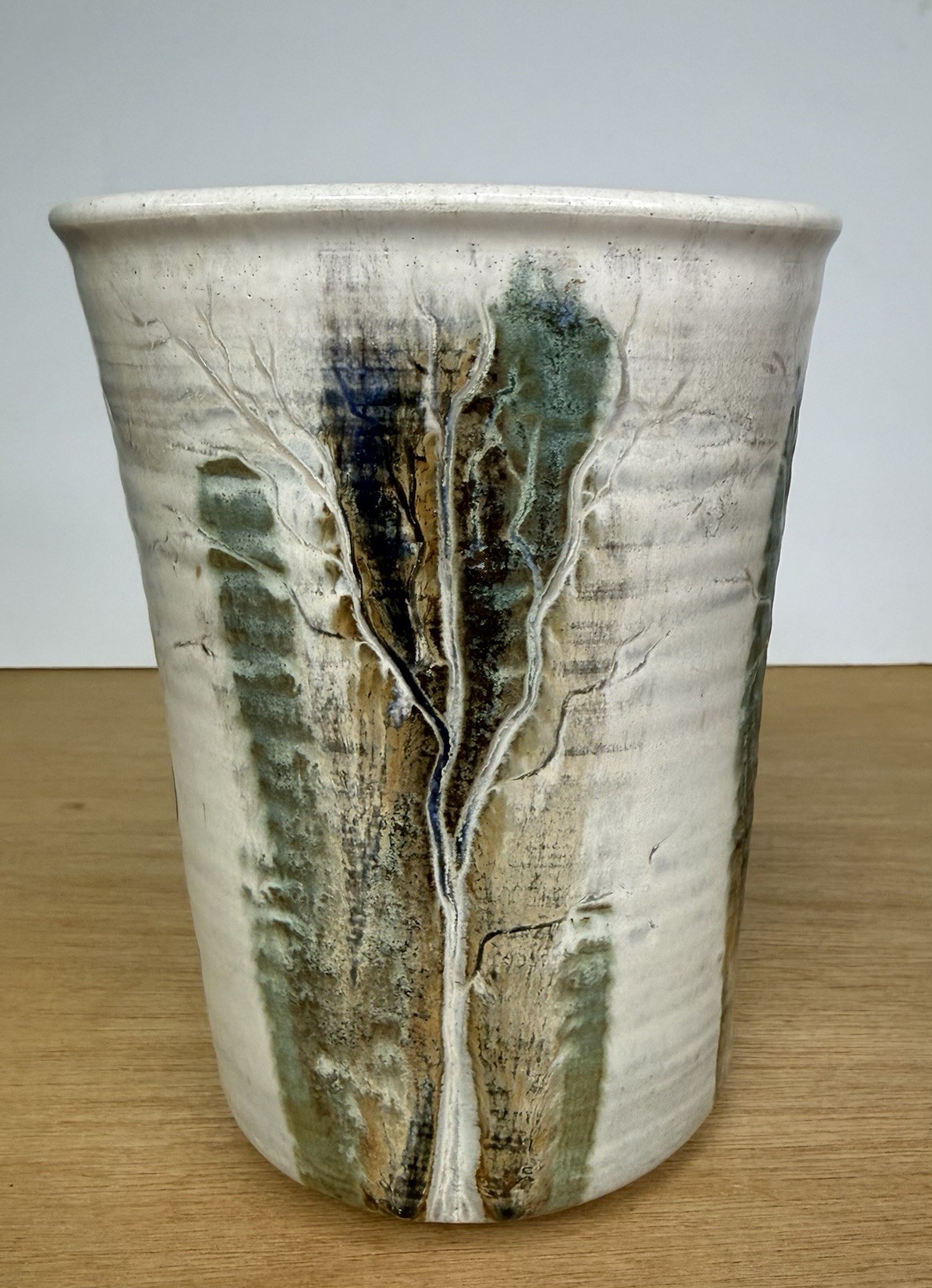 Pottery Vase Handmade Textured Tree Trunks-Glazed 7” Tall