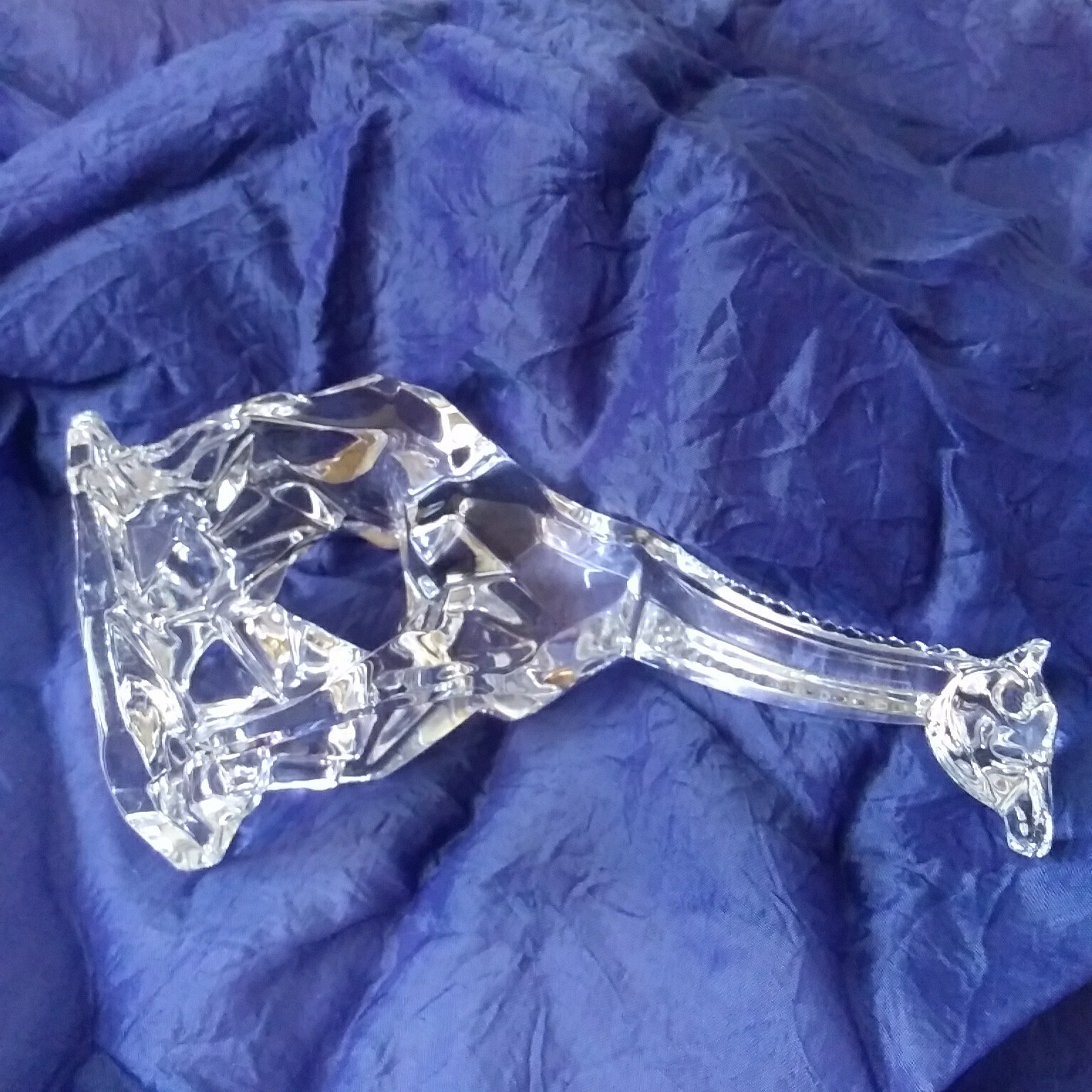 Italian Crystal Giraffe Chiseled Figurine 24% Lead Glass Made In Italy