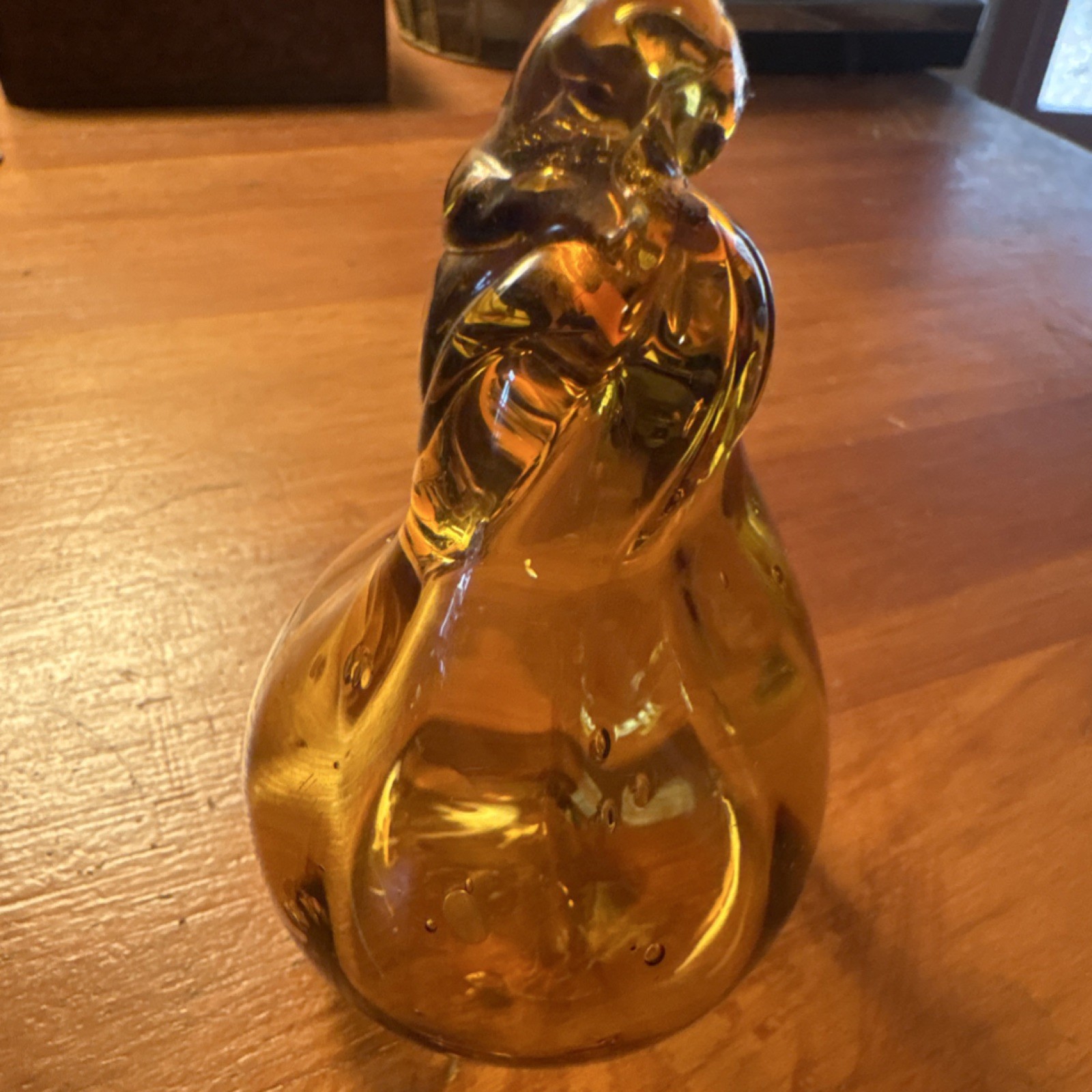 Amber Art Glass Hand Blown Glass Figurine Glossy Finish 4.5″ Decorative