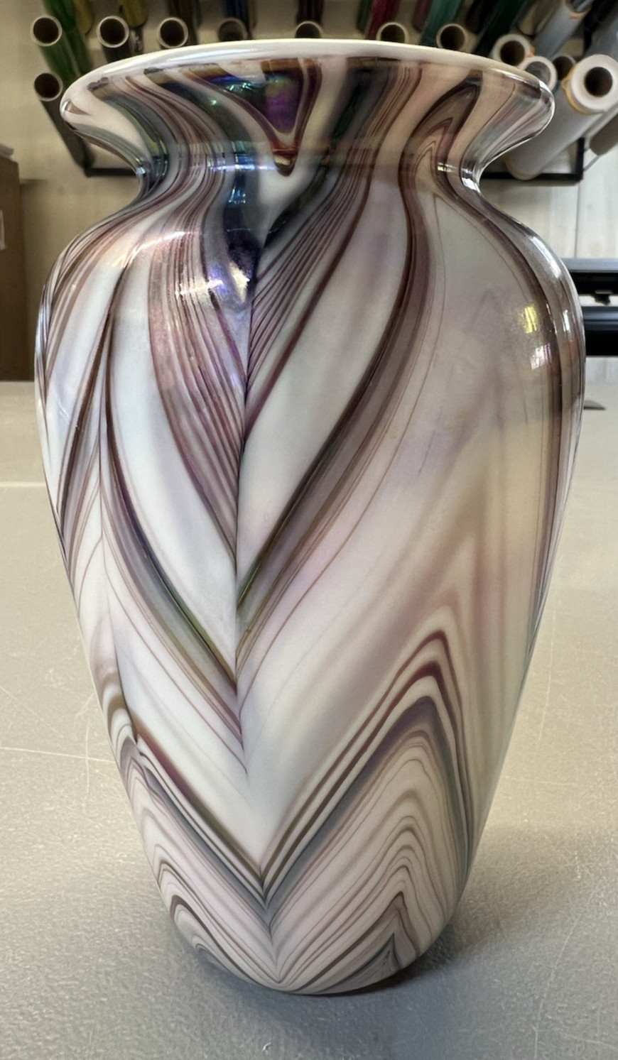 Vintage Gibson Glass Mother of Pearl Opalescent Blown Vase