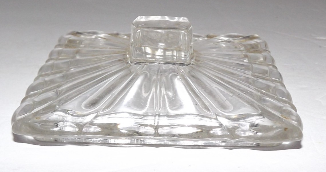 Vtg Retro Black Glass Cigarette Holder Box Clear Lid 4 Double Ashtrays Complete