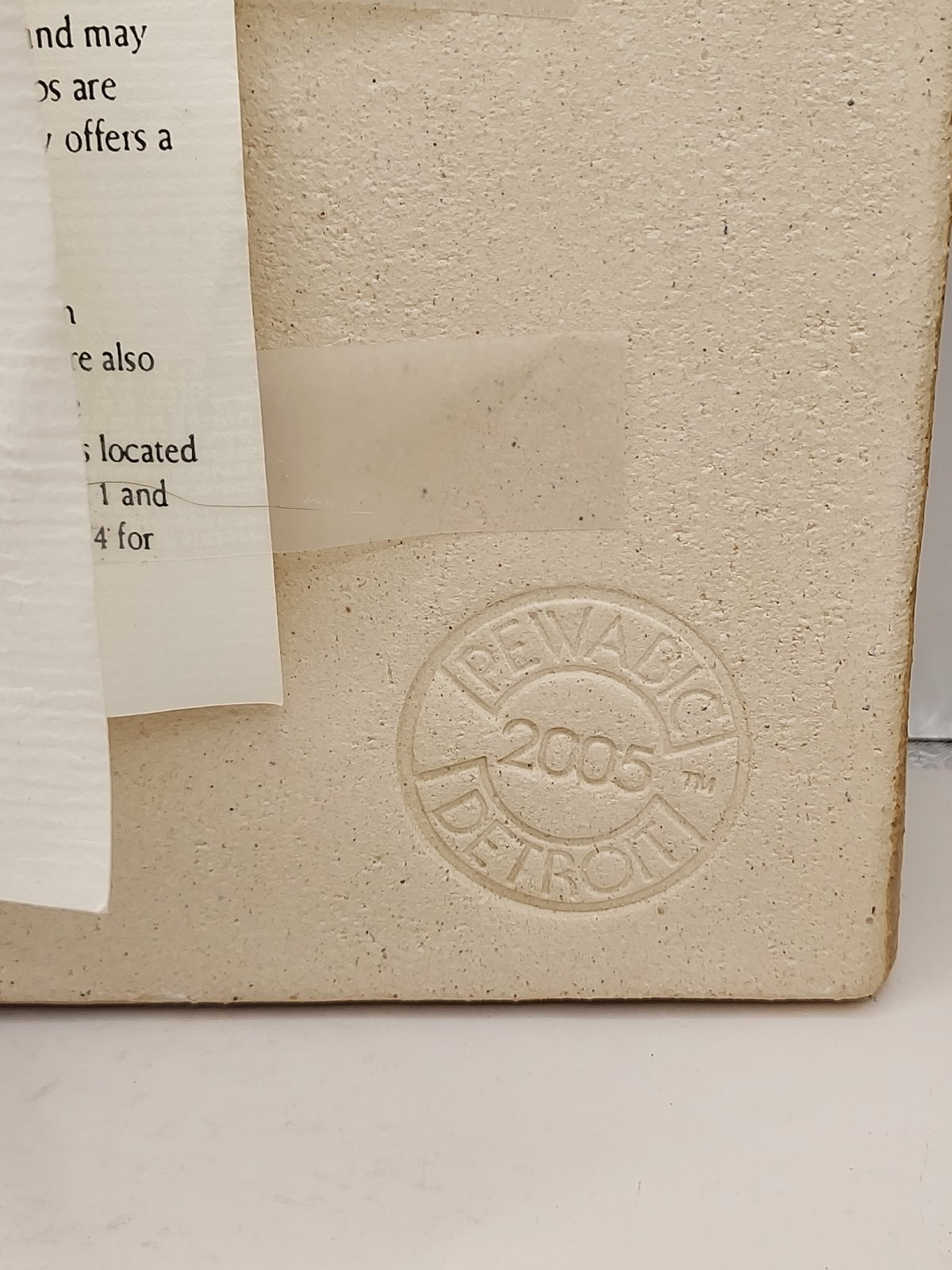 Detroit Pewabic Pottery Sitting Cat Tile muted Mauve Raised Design 7.75″ 2005