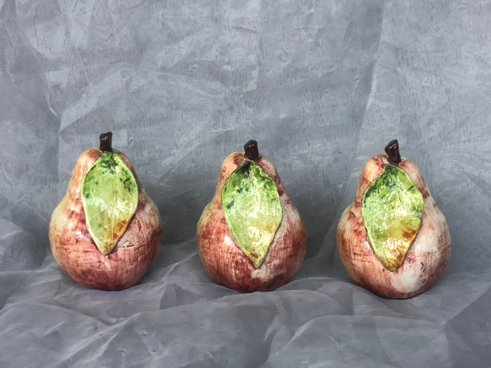 Art Pottery Pear Sculptures Ceramic Pear Figurines Ceramic Fruit Decor