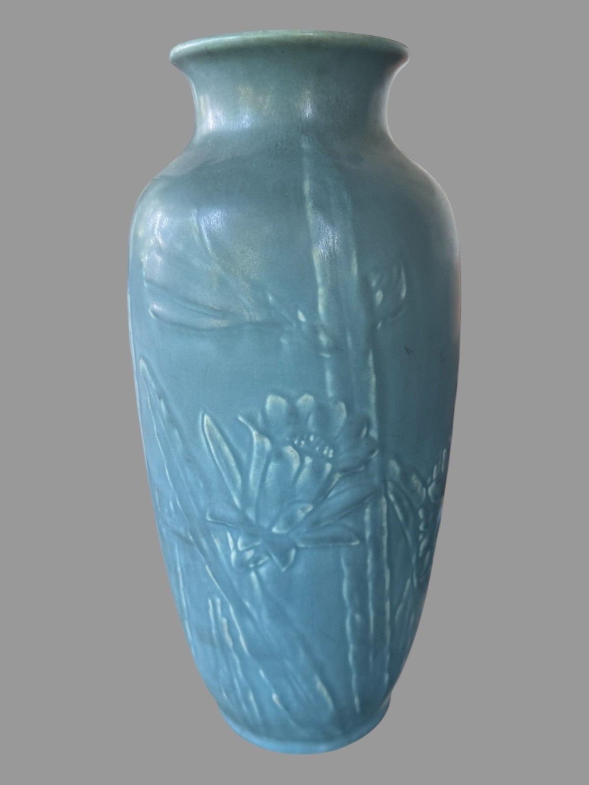 1945 Rookwood Art Pottery Floral Embossed Decorated 11.75″ Lamp Base 6870 Vase