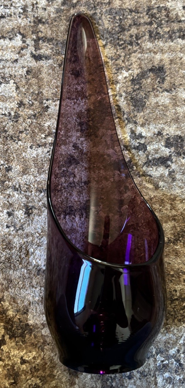 Vintage Viking Glass Purple Amethyst Swung Candle Holder 14” Colored Collectible