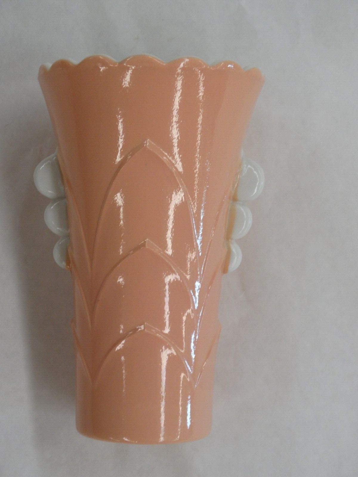 Vintage Antique Pink & White Art Deco Glass 5 5/16″ Vase