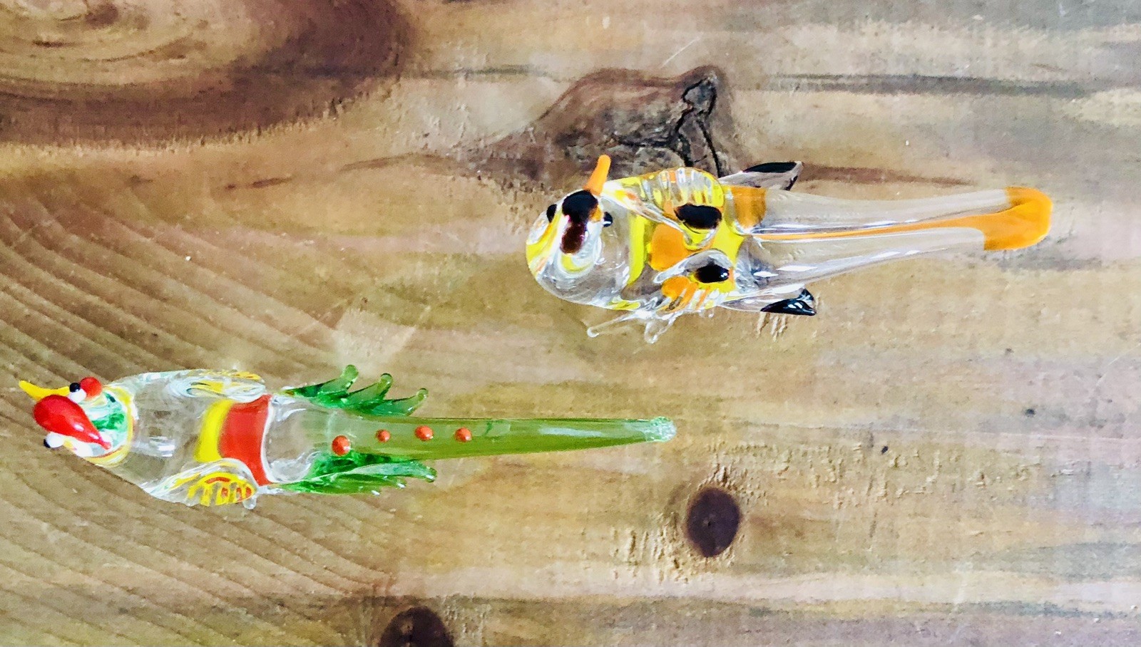 Vintage Hand -Blown Glass Miniature Bird Figurines Lot of 2