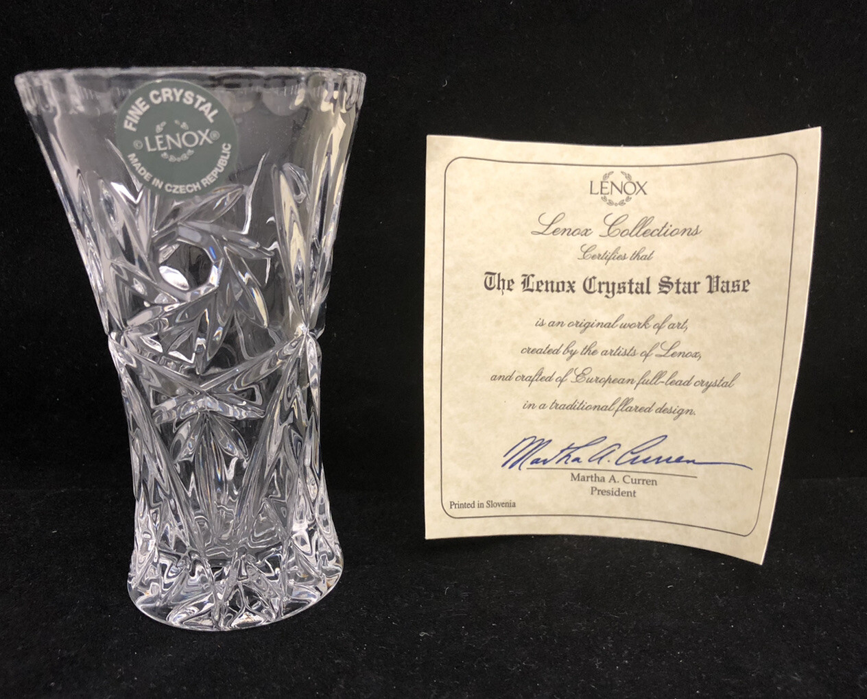 LENOX CRYSTAL STAR VASE 4 INCHES TALL~Certificate – NEW