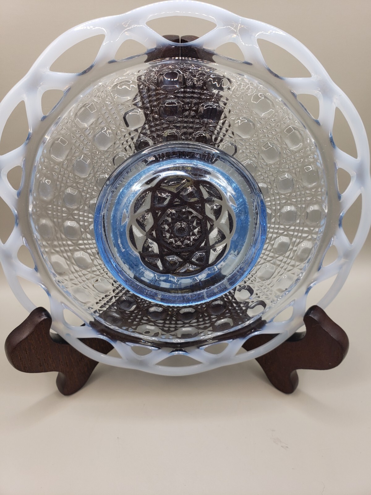Imperial Glass Reticulated Opalescent 7″Plate Lace Edge