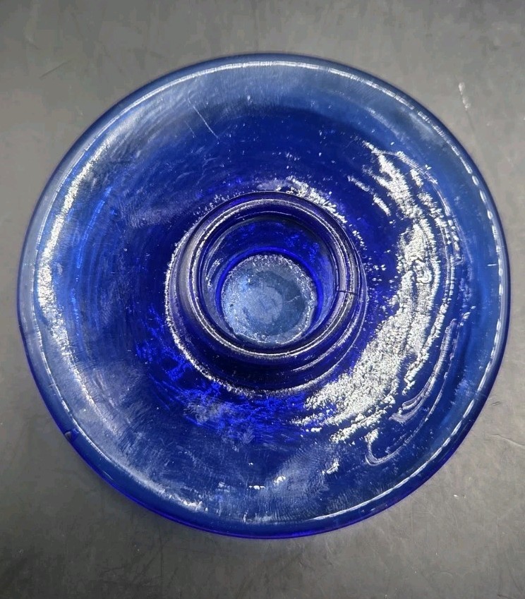 3 Vintage Recycled Glass Taper Candleholders Cobalt Blue1.25″T x 3.25″W MCM SEE