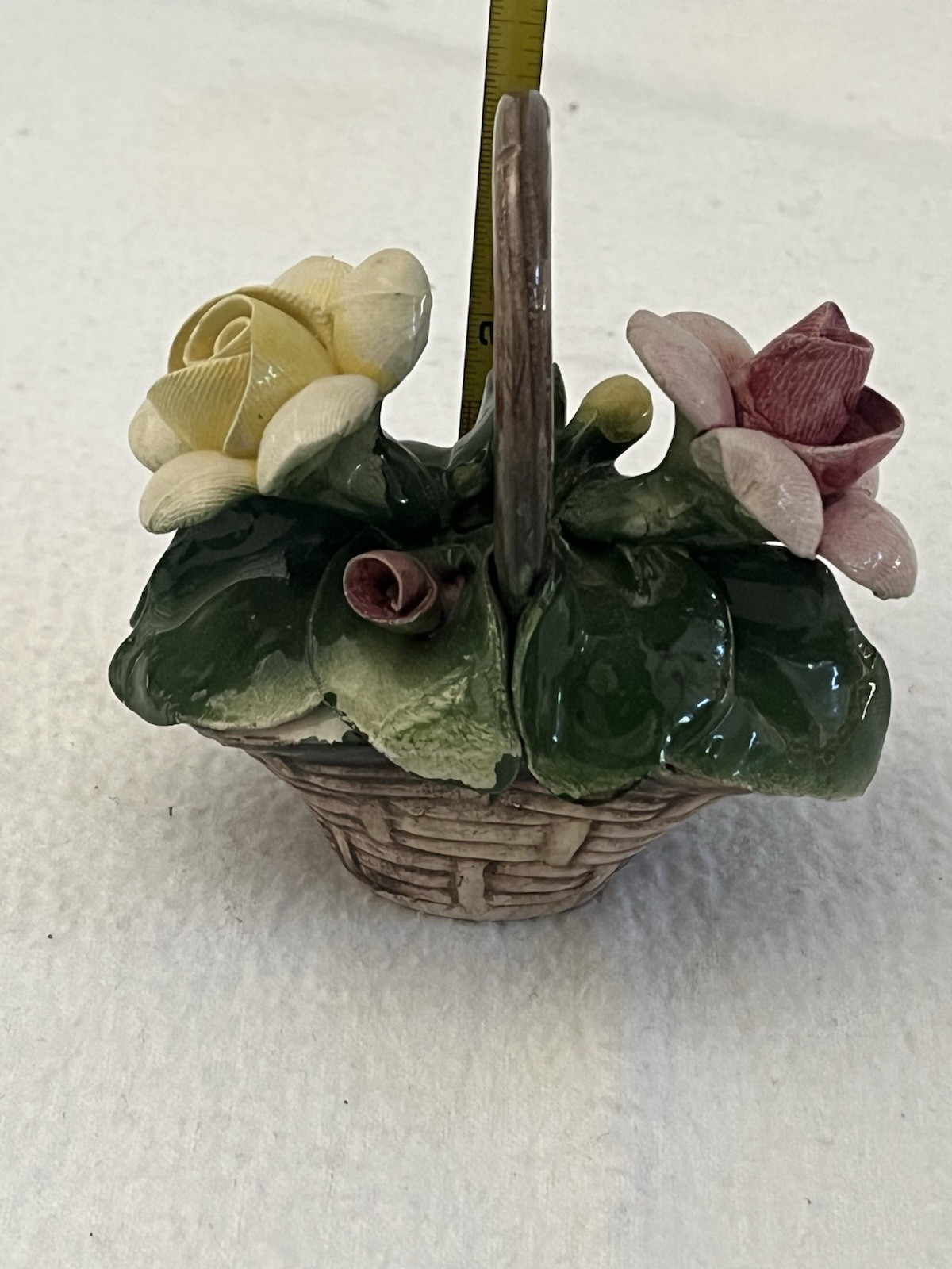Italian Nuova Capodimonte Porcelain Flower Basket Good Condition Adult Owned