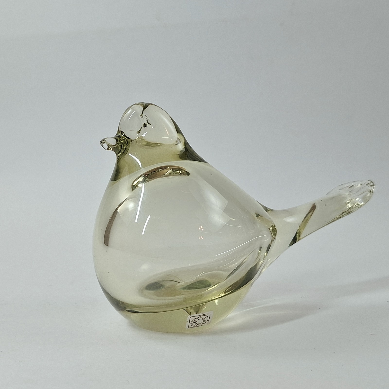 Scandinavian Art Glass Green Bird Paperweight 4″- Made in Sweden – FREE SHIPPING