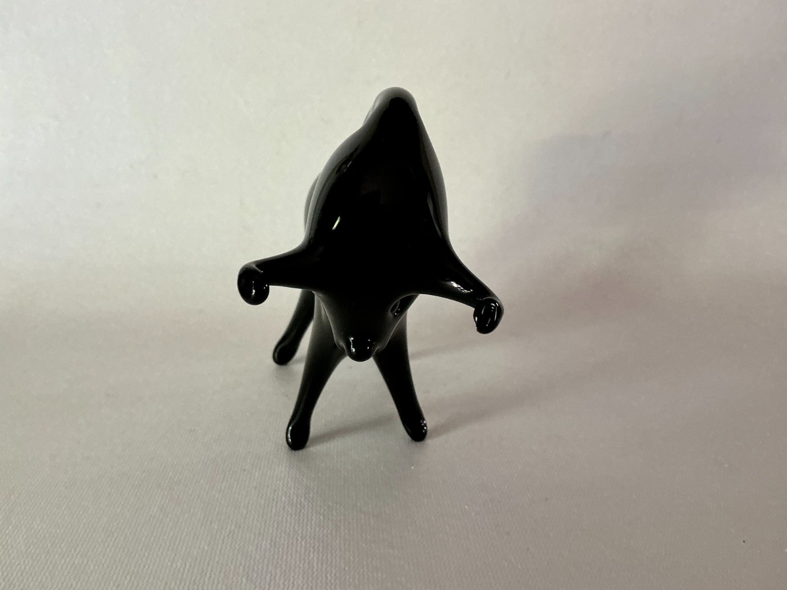 V NASON & C MURANO Art Glass Black Stylized BULL Sculpture Figurine Venice Italy