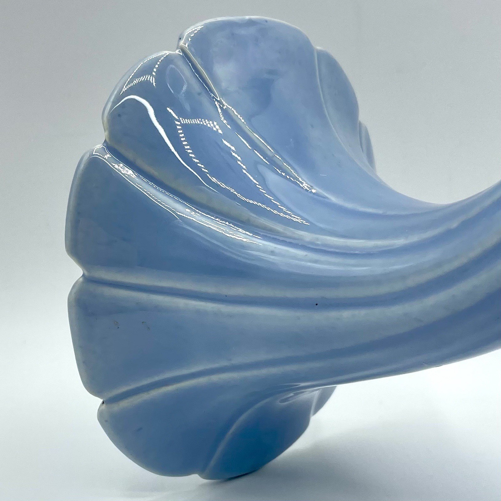 RARE 1930s Selma Robb Fisk Art Deco Petite Cornucopia Powder Blue Ceramic Vase