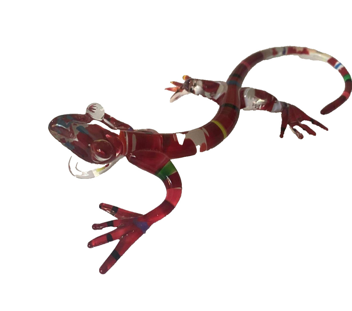 Hand Blown Glass Gecko Figurine w/ Vibrant Colors and Intricate details.
