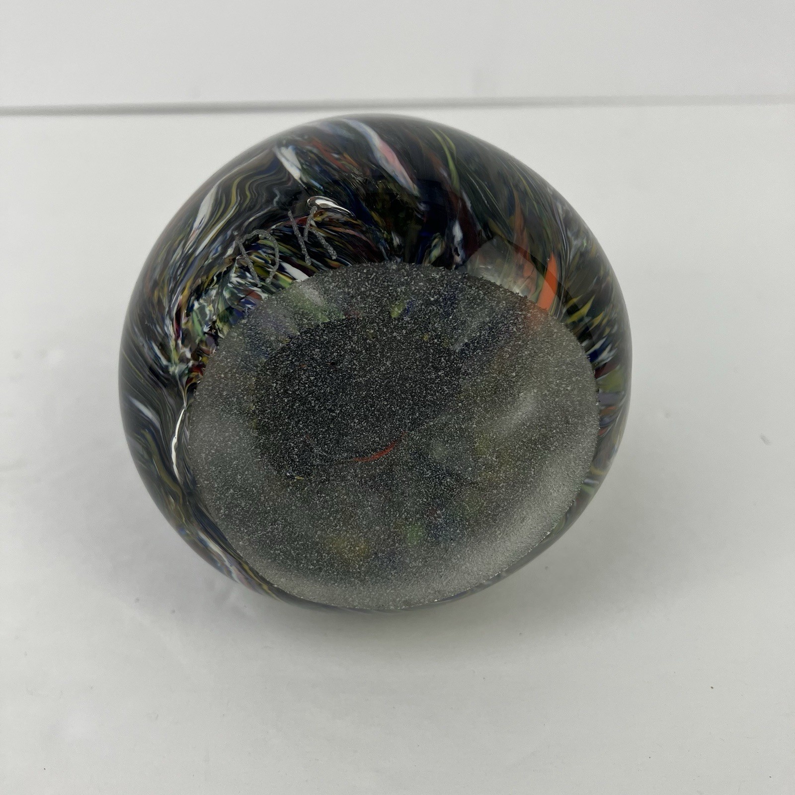 Hand Blown Studio Art Glass Paperweight Freeform Sculpture Ribbon Swirl 3.75”