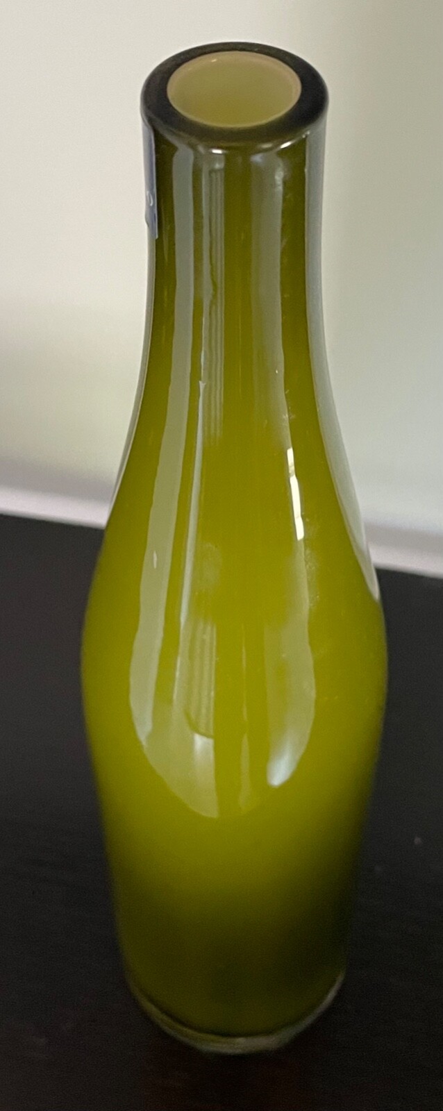 Leonardo of Germany Encased Art Glass Vase 11″ Olive Green with White Interior