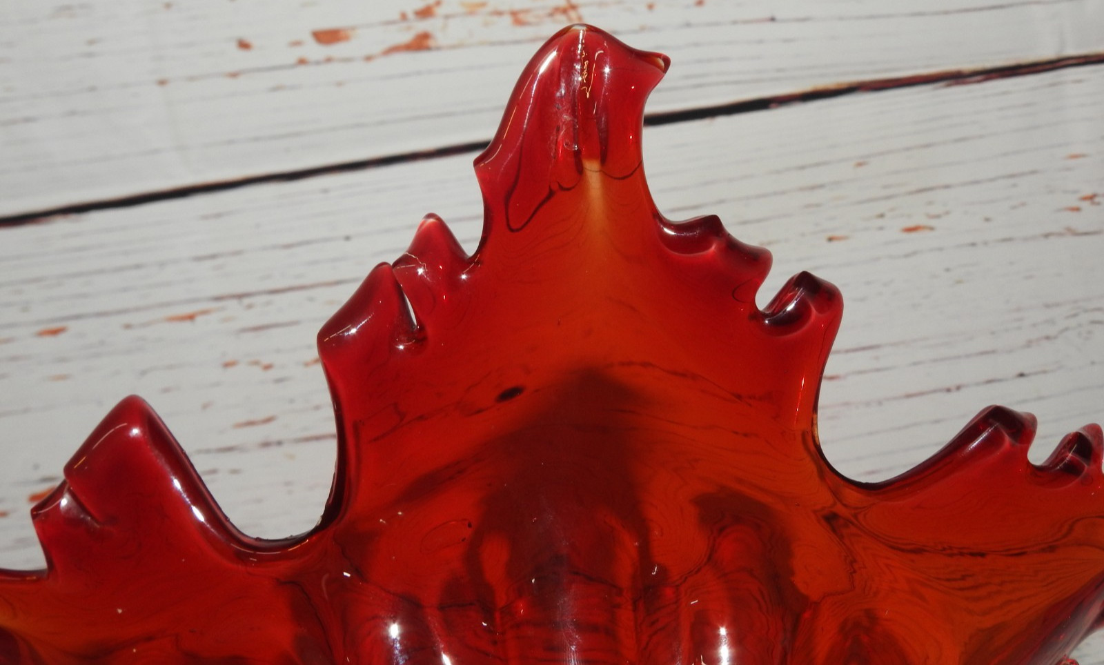 mcm Vintage Amberina Murano Glass Flame Art Vase 8″ Bottom, 10″ top, 8-3/4″ tall
