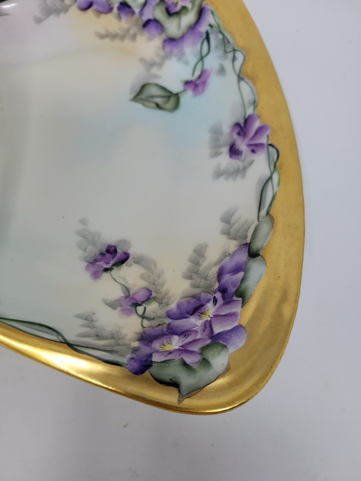 Coiffe Limoges France 1891-1914 Handled Basket Violets And Gold Decorated