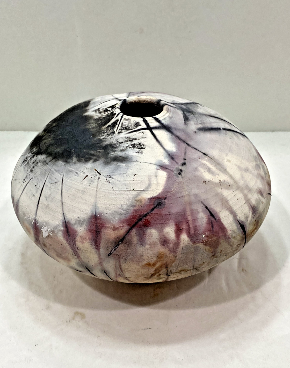 Raku Pottery Unglazed Abstract Vase Artist Signed